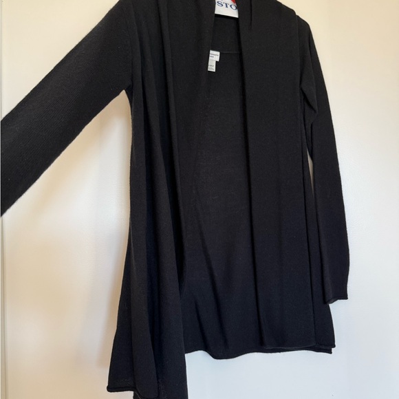 Club Monaco Cashmere Black Open Front Cardigan with Shawl Neck - Picture 2 of 4